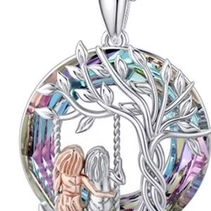 Silver and Rose Gold Two Sisters on the Swing and Family Necklaces